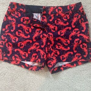 J. Crew Navy and Red Lobster Patterned Shorts